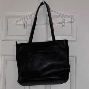 🖤 Black Faux Leather Purse with Gold Accent Straps